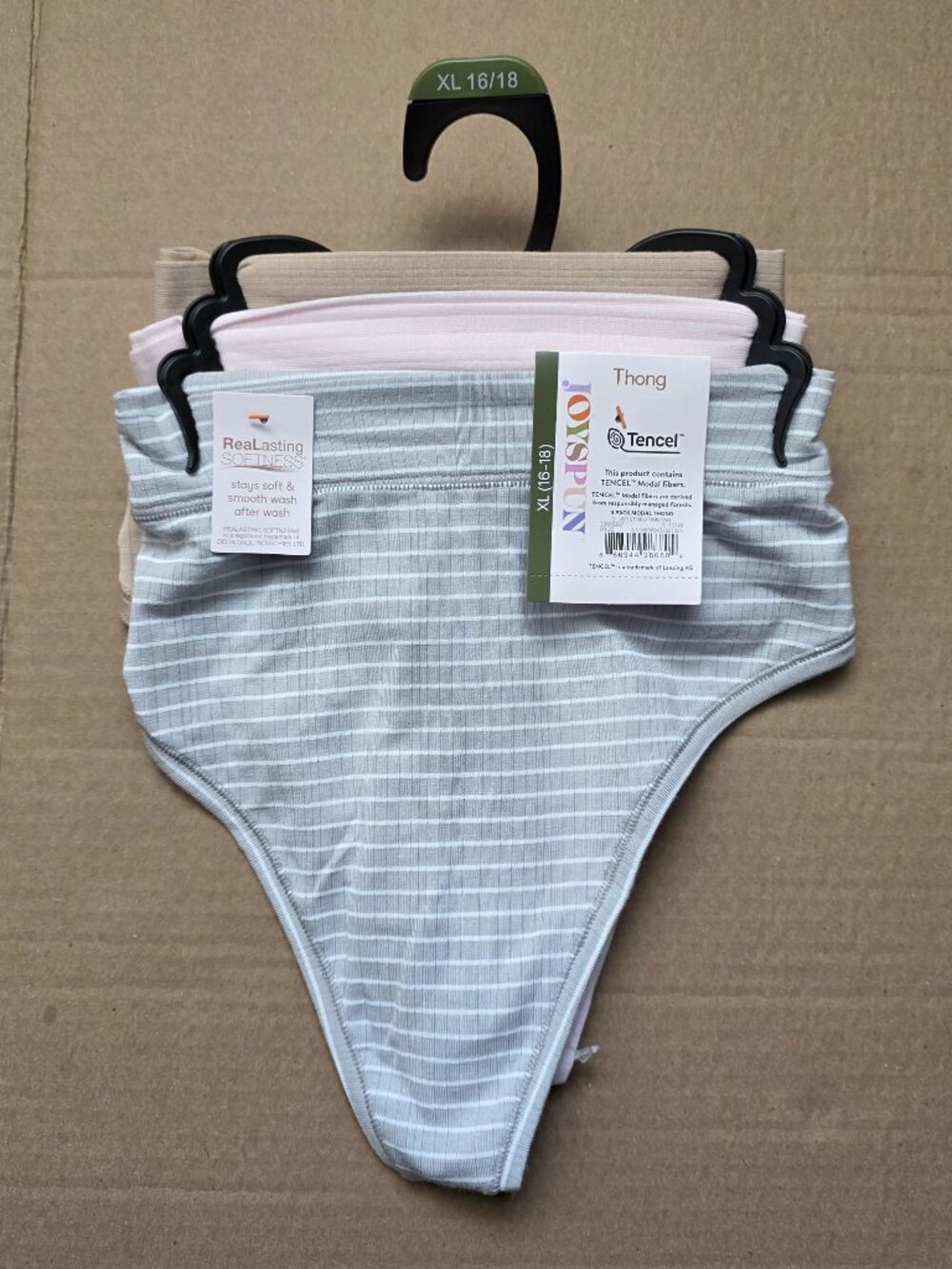 Joyspun Women's Ribbed Modal Thong Panties, 3-Pack Size XL (16-18) - Picture 2 of 6